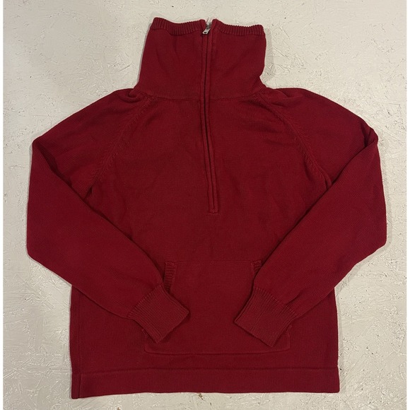 Ralph Lauren Polo Jeans Co. 1/2 Zip Sweater Red Women's XL Mock-Neck Rib-Knit - Picture 1 of 10